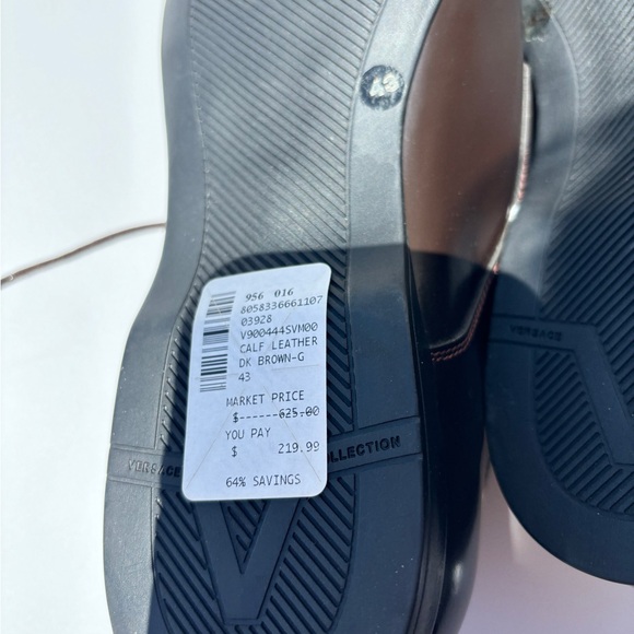 Versace dark brown  Leather Men's Made In Italy Size 10 shoes loafers - Picture 5 of 8